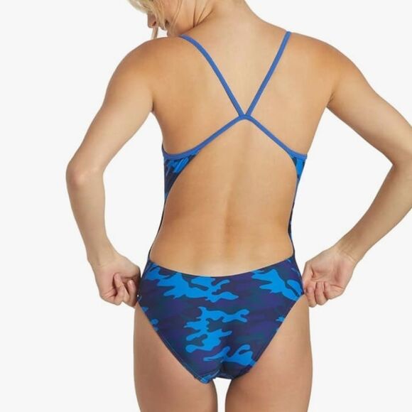 Sporti Camouflage Micro Back One Piece Swimsuit - Blue Multi - 24 NWT - Picture 2 of 7